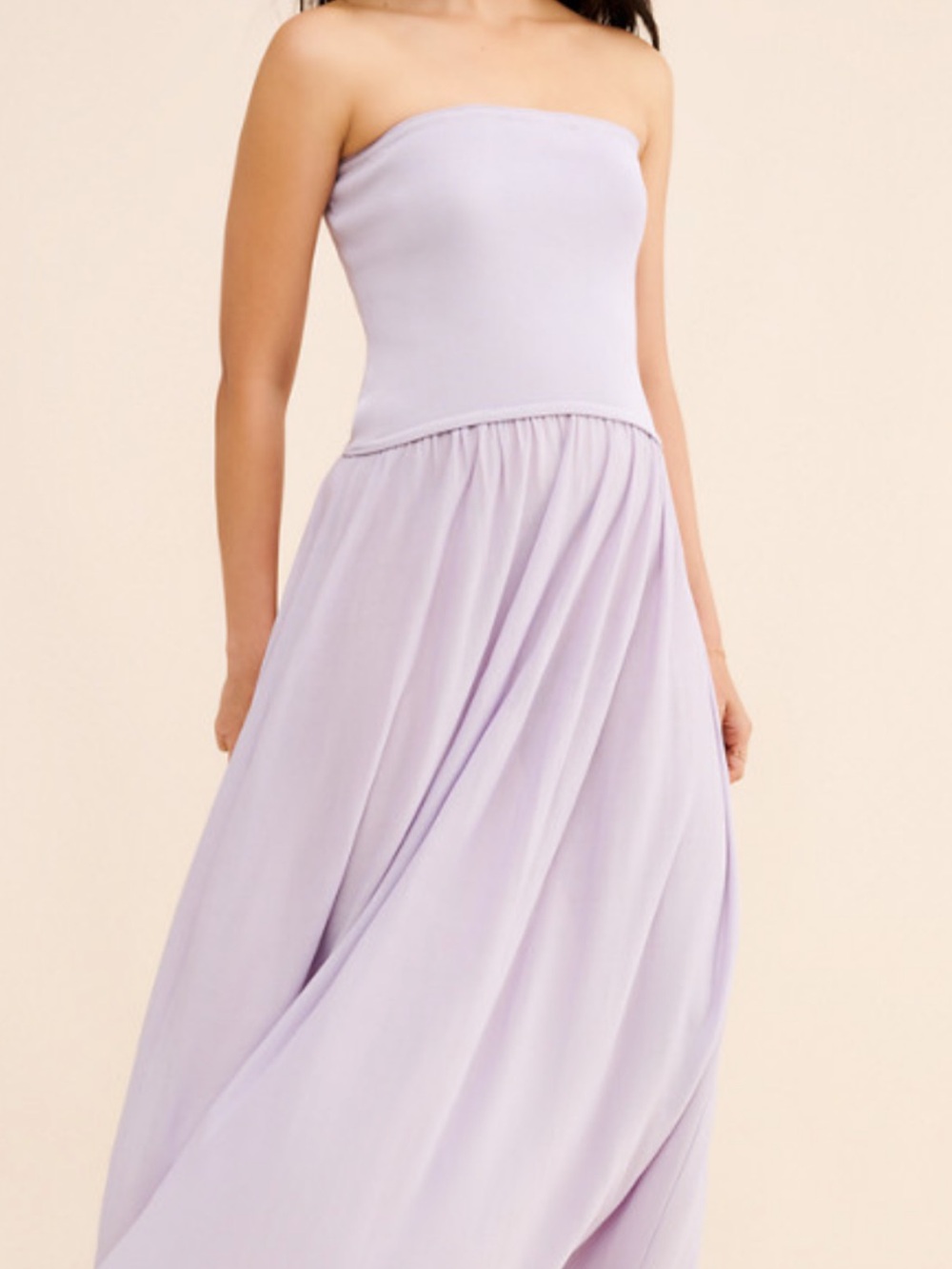Solid and stripes Strapless Lavender Maxi Skirt Dress